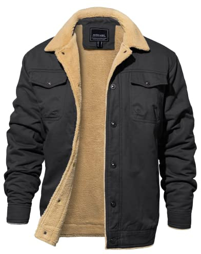 EKLENTSON Men's Trench Coat Warm Winter Combat Jacket Military Outdoor Fleece Jacket Dark Grey,M