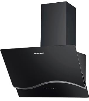 Schneider Campana extractora 60 cm, 594 m³/h, Iluminación LED, Parada automática, 3 velocidades, Negra/Inoxidable SCHD2A60EBV