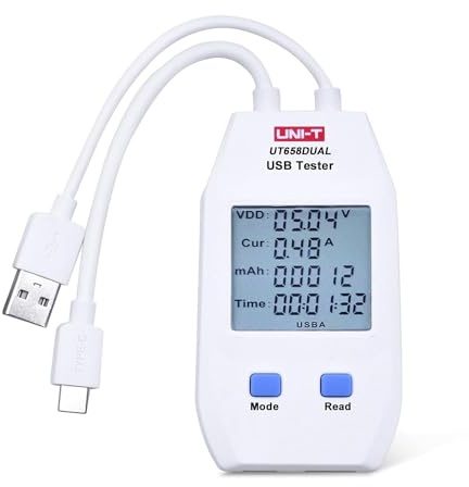 UNI-T LCD USB-C Digital Tester Power Voltage Amps Meter DC 4-24V