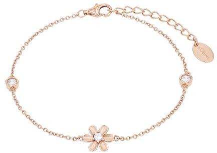 s.Oliver Armband 925 Sterling Silber Damen Armschmuck, mit Zirkonia synth., 17+3 cm, Weiß, Blume, Kommt in Schmuck Geschenk Box, 2035513