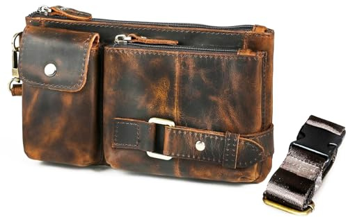 Handadsume Uomo e Donna Portacellulare in esecuzione, impermeabile, Cintura da corsa da trekking, borsa da corsa regolabile, custodia del telefono cellulare FB811-29 (X-8135-100% Vera pelle)