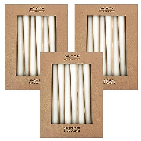 Stavljus set om 30 | Cream | Höjd 25 cm ø 2,2 cm | brinntid 7 timmar – premiumkvalitet | enfärgade spetsljus | pajoma