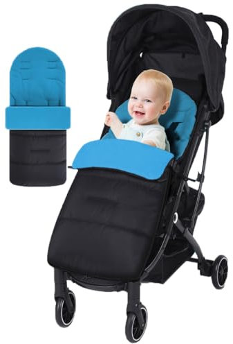 Fußsack Kinderwagen Winter Babyfußsack Universal Winddicht Einschlagdecke mit Reißverschluss Schlafsack Gefüttert Wärmedecke Baby Buggy Sitzauflage Thermo Winterfußsack für Babyschale Sportwagen Blau