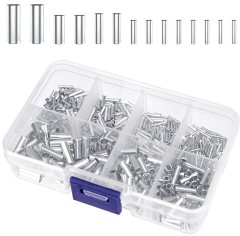 Duoleimi Lot de 600 embouts de câble non isolés de 0,5 à 6 mm² pour les connexions de fil, avec assortiment de 7 tailles et douilles à sertir, embouts de câble en cuivre pour une connexion stable.