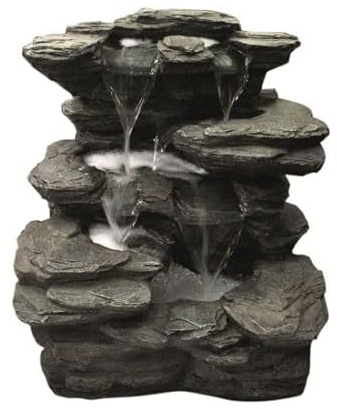 Aqua Creations Flowing Springs Slate Falls Rock Effect Mains Power Water Feature With Cover