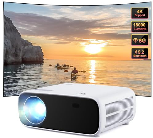 Proiettore nuovo 2024 5G WiFi Supporto Full HD Full HD 1080P, Videoproiettore da 16000 Lumen per Home Cinema Compatibile con Smartphone/TV Stick/TV Box/PS5/XBOX