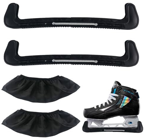 XCRPRT 1 Paar Kufenschoner Schlittschuhe +1 Paar Verstellbare Schlittschuh, Staubschutzhülle, Schlittschuhschoner, Harter Schlittschuhschutz, Eishockey elastische Kufenstrümpfe für Damen Herren