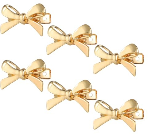 6 Pcs Gold Metal Mini Bow Hair Clips for Women, Cute Small Bows, Tiny Hairpins, Fashion Barrettes for Parties & Everyday Wear