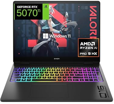HP OMEN MAX 16-ak0007ns - Ordenador Portátil Gaming de 16 2.5K WQXGA (Ryzen AI 9 HX 375, 32GB RAM, 1 TB, NVIDIA GeForce RTX 5070 TI, Windows 11) Negro - Teclado QWERTY Español
