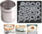 Spargi Cacao - Spargi Zucchero a Velo - Setaccio per Farina, Acciaio Inox, con 16 Stencil per Caffè e Ago per Latte Art, Filtro Fine per Cacao, Cannella, Zucchero a Velo, Perfetto per Cappuccino