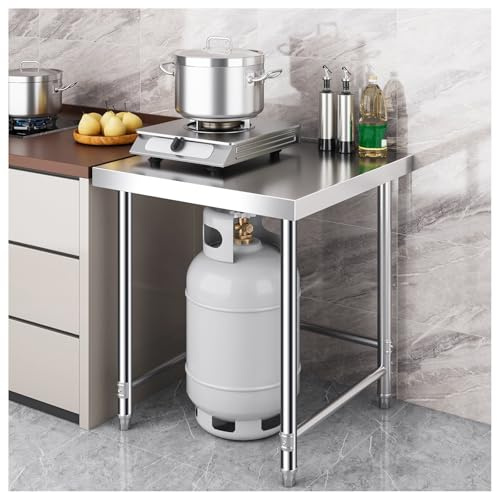 NQNFWCRJ Tavolo da Lavoro da Cucina in Acciaio Inossidabile Rinforzato E Smontabile Finitura Satinata Facile da Pulire Design con Quattro Bordi Ripiegati Piedini Antiscivolo Regolabili