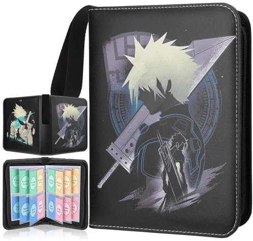 Fantasy RPG - Carpeta de tarjetas de 400 bolsillos, álbum de colección de tarjetas con cremallera, carpeta de tarjetas coleccionables con temática de cristal para tarjetas de juego, tarjetas