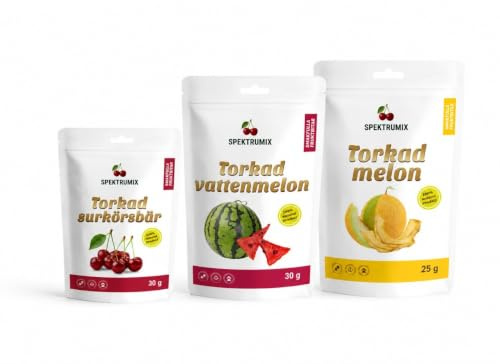 Medelhavs Fruktmix 3-pack – Torkad Frukt (Vattenmelon, Melon & Persika) | Utan tillsatt socker | Dried Fruit Snack