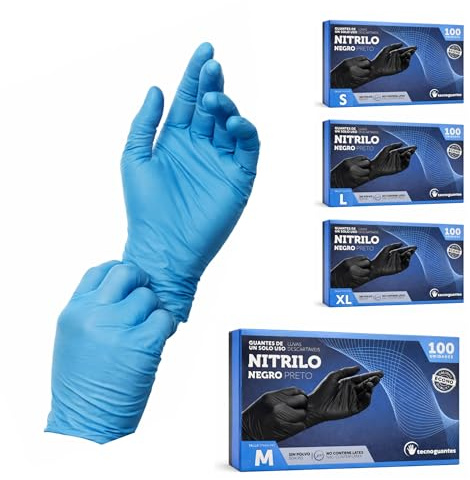 Atakito Guantes Nitrilo Negros y Azules – Pack de 1, 5 ó 10 Cajas de 100 und. – Guantes desechables sin látex – Tallas Disponibles S a XL. (1, Azul, S)