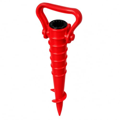 OTHERWISETRIVIAL Picchetto per Ombrellone con Trivella per Spiaggia 39cm, Diametro 32mm Supporto Anti-Vento per Sabbia e Terra, Disponibile in Varie colorazioni (782 Rosso)