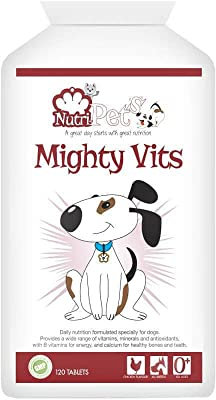 Nutri-Pets Mighty Vits - Premium Quality Formula - Essential Vitamins & Minerals for Dogs ensuring Optimum Health & Wellbeing - 120 Tablets up to 240 Days Supply