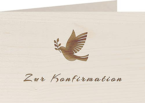 myZirbe träkort – för konfirmation – 100 % handgjorda i Österrike – vykort, presentkort, gratulationskort, vikkort, inbjudning, trätyp: lönn