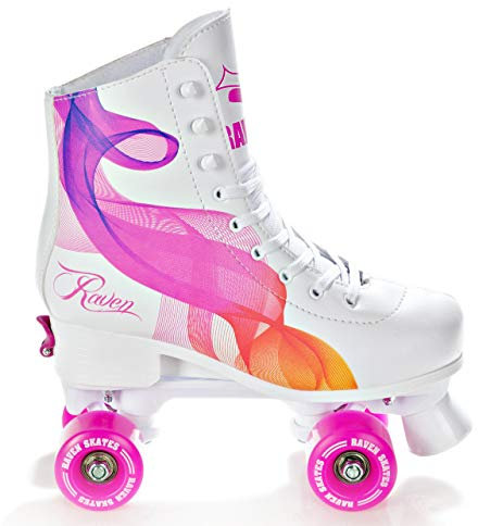 RAVEN Rollschuhe Roller Skates für Kinder Erwachsene Mädchen Damen verstellbar (Serena Orange/Pink, 35-38 (22,5-24cm))