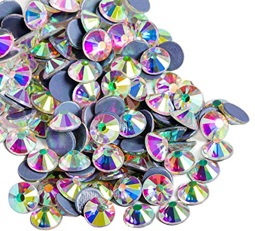 Beadsland Hotfix Pedrería, 2880Pcs Flatback Crystal Rhinestones para manualidades Ropa DIY Decoraciones, Cristal AB, SS10, 2.7-2.9mm