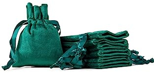 Soul Projekt [10pcs] Bolsas de terciopelo para regalos, Lujosas bolsas de con cordón para recuerdos de bodas, regalos navideños, joyería bolsa de fiesta, Verde Esmeralda, Velvet Bags Emerald 7x9cm x10