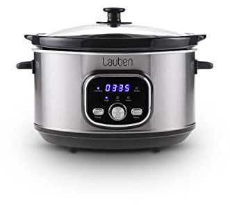 Lauben Slow Cooker 3500SB - Cocina lenta con tecnología Thermeffect®, tecnología SlowHeat®, libro de cocina, recipiente interior de cerámica, dos niveles de temperatura, ajuste manual del tiempo, 3,5