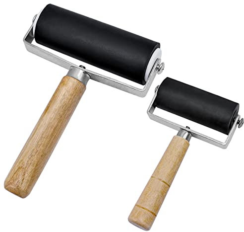 inheming 2er-Pack Gummiwalze, 10cm (4 Zoll) und 6cm (2,4 Zoll) Brayer-Walze, Handwalzenwerkzeug zum Drucken/Malen/Basteln 2 Stück