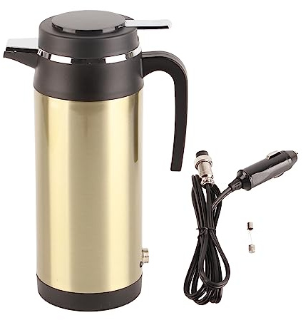 Car Travel Kettle 12V, 1200ml Portable Electric Camping Kettle With Cigarette Lighter - Fast Boil Water Heater for Caravans, Van Travel, Lorry, Hot Water Coffee