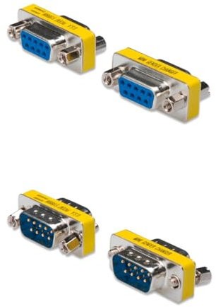 DIGITUS Set: D-Sub 9 Gender-Changer - Adaptador - Conector Hembra de 9 Polos - RS-232 - RS-485 - TTL - Carcasa metálica - 5X (Hembra a Hembra) - 5X (Macho a Macho)