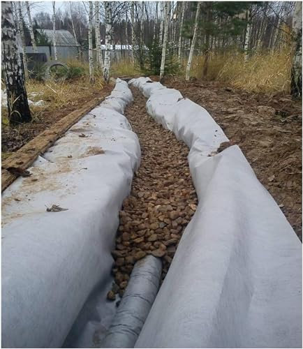 SAFWELAU Telo Giardino Anti Erbacce Tessuto Non Tessuto per scarichi francesi/paesaggistica/fioriera da giardino, 7 once Tessuto non tessuto per muri di sostegno/sottostrato per laghetto(White,1mx25m/