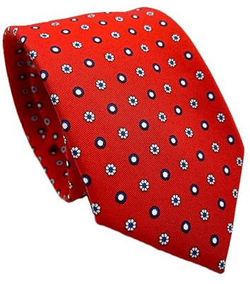 A.CARACCIOLO Cravatta uomo Sartoriale in seta - Squisita fattura ed elegante varietà (RED HEART)