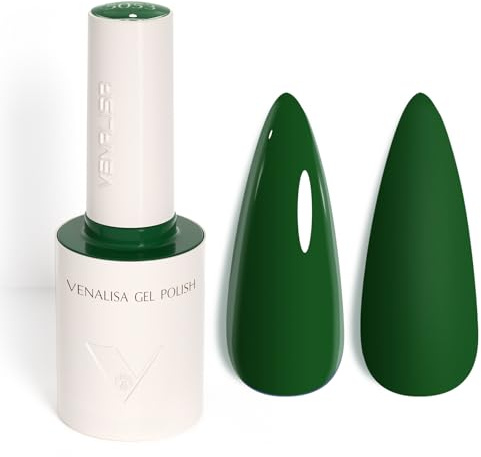VENALISA Esmaltes Semipermanentes de Uñas en Gel Verde Oscuro Dark Green Pintauñas Semipermanentes UV LED de Larga Duración Apto Para Principiantes Manicura 10ml
