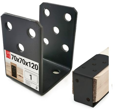 Support de poteau en U 70x70x120 mm avec perçages Ø11 mm, noir thermolaqué, à visser – Ancre de poteau Douille de sol Connecteur d'angle Sabot de poutre Support de poteau de clôture Connecteur bois