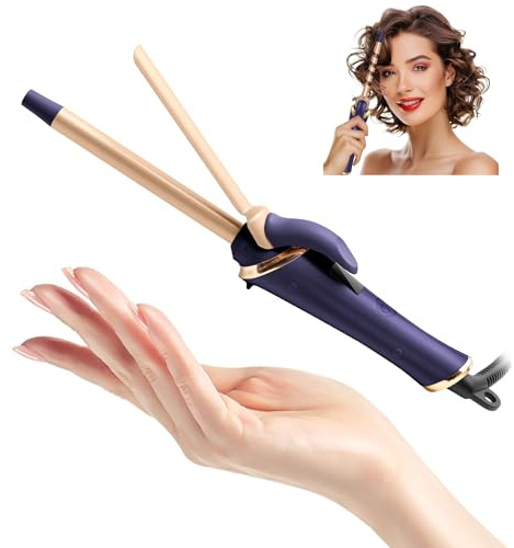 UMIGA Mini fer à friser, fer à cheveux 13mm pour cheveux courts, fer à boucler de voyage avec écran LCD, 5 températures réglables 120-200℃, fer à frisage double voltage avec pince