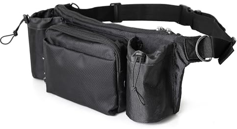 Dog Walking Waist Pack with 2 Water Bottle Holders, 2 D-Rings, Fanny Pack for Walking Running Hiking