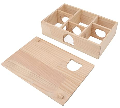 Hidyliu Hamsterhus Slitstark Stock med Rörligt Tak 6 Sovrum för små Husdjur Sova och Gömma Sig Trä 13,0x9,6x3,6in