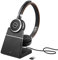 Jabra Evolve 65 Wireless Stereo On-Ear Headset – Unified Communications Kopfhörer mit Langer Akkulaufzeit und Ladestation – USB Bluetooth Adapter – schwarz