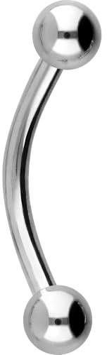 PIERCINGLINE Piercing de acero quirúrgico con forma de plátano | 2 bolas | barra curvada para cejas, pecho íntimo, oreja, etc. | tamaños y colores a elegir, Länge: 12mm + Stärke: 1,6mm + Kugel: 4mm