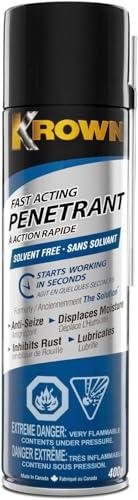 Krown Fast Acting Penetrant – 400g Can – Solvent-Free Rust Inhibitor & Lubricant – Anti-Seize & Moisture Displacer – Starts Working in Seconds – Made in Canada