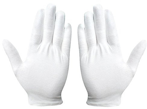 Ruiyan 12 Paires Gant Lavable Réutilisables Gants de Coton Blanc Mains Sèches Nettoyage des Costumes en Argent Doux Élastiques pour Le Travail Gants Inspection de Pièces de Monnaie Bijoux Argent