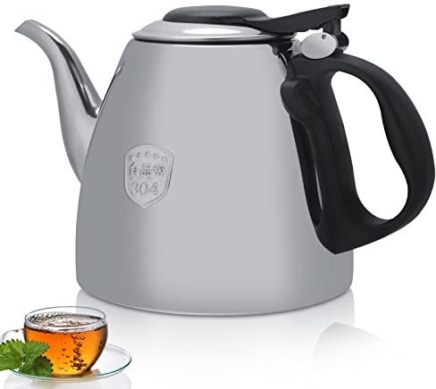 Teapot Tea, Stainless Steel Teapot with Heat-Resistant Handle for Mirror Finish, 1.2 Liters and 1.5 Liters Silver(1.5L)