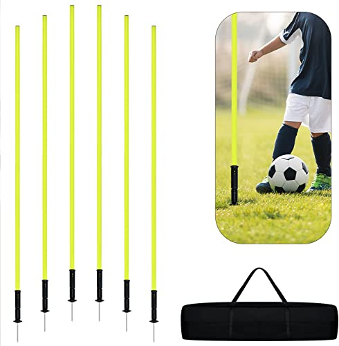 LZQ Slalomstolpar, set, slalom poles, träningsstänger, agility-set, avtagbar fjäderfog, med bärväska och metallspets för fotboll och koordinationsträning