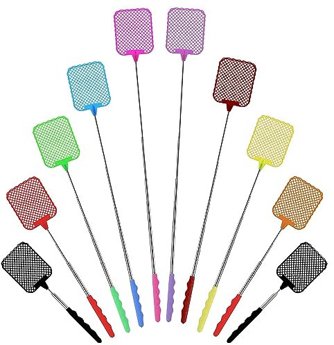Tapette à Mouches Extensible, 10 Pièces Tapette à Mouches Télescopique, Lutte Antiparasitaire Manuelle, Fly Swats, Manuelle Télescopique Mouche Piège pour Intérieur Jardin Moustiques Insectes