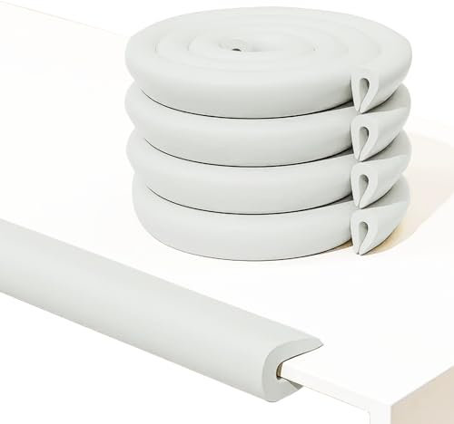 U-förmiger Kantenschutz für Glas-Couchtische, Schaumstoff, babysicherer Sicherheits-Stoßstangenschutz, Eckenschutz für Kinder, extra dick, geeignet für Möbel, Kamin,6,5 Fuß/2 m (Rund(U-Typ Grau))