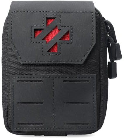 WYNEX Pochette de Premiers Secours Tactique Mini Sac de Secours Ifak Poche Molle de Survie Militaire Poche de Ceinture pour Premiers Soins Petite Pochette Médical(Vide)