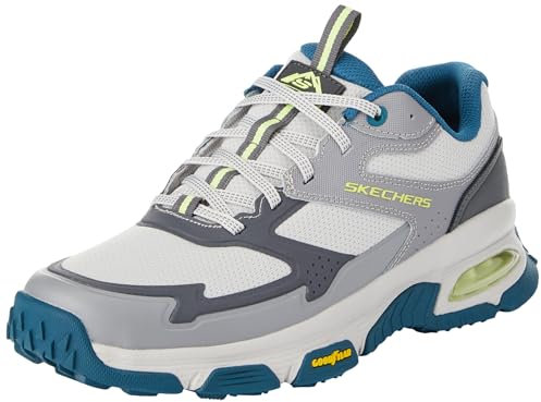 Skechers Herren Skech-air Sleek Envoy Sneaker, Gray Leather Synthetic Textile Aqua Trim, 46 EU