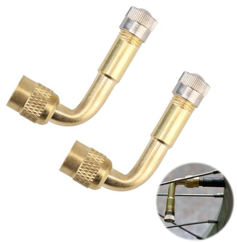 2 Stück 90 Grad Ventilverlängerung, Ventil Verlängerung Kupfer Ventiladapter Winkel Ventilverlängerung - Perfekt für Auto, Motorrad, Fahrrad und Scooter
