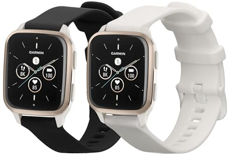 kwmobile 2X Uhrenarmband für Garmin Venu Sq 2 Music/Sq 2 / Vivoactive 6 / Vivoactive 5 Armband - Fitnesstracker Band Set aus TPU Silikon - Ersatzarmband Smartwatch - Schwarz Weiß