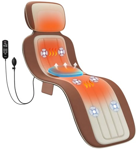comrelax Full Body Massage Mat with 3 Heating Zones, Head & Neck Support Pillow, Soft Foldable Relaxation Pad with Gentle Vibration for Bed, Floor or Couch, Home Use