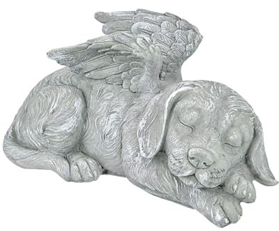 YZZT Angel Dog Figurines Pet Memorial Tombstone Resin Dog Memorial Statue Dog Memorial Gifts Personalized Pet Grave Markers Memorial in Memory of Precious Pet