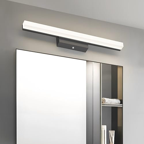 DYKUWEY Lampada da Specchio Bagno 8W 40cm, IP44 Applique LED da Specchio Bagno, Luce bagno Parete, 800 Lumen,Luci da specchio 110-240V, Non-dimmerabile (Nero,Bianco Neutro 4000K)